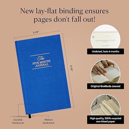 Miniatura 6 de The Five Minute Journal, diario original de gratitud 2024, diario de reflexión y manifestación para atención plena, diario sin fecha con lámina