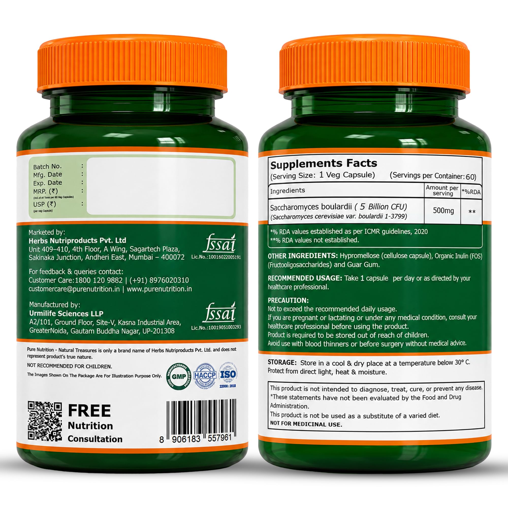 Pure Nutrition Saccharomyces Boulardii 5 Billion CFU 500mg | Saccharomyces Boulardii Probiotic Supplement | Supports Gut Health, Digestive Balance, Gut Flora & Immune Health | 60 Veg Capsules — Amazon image 8