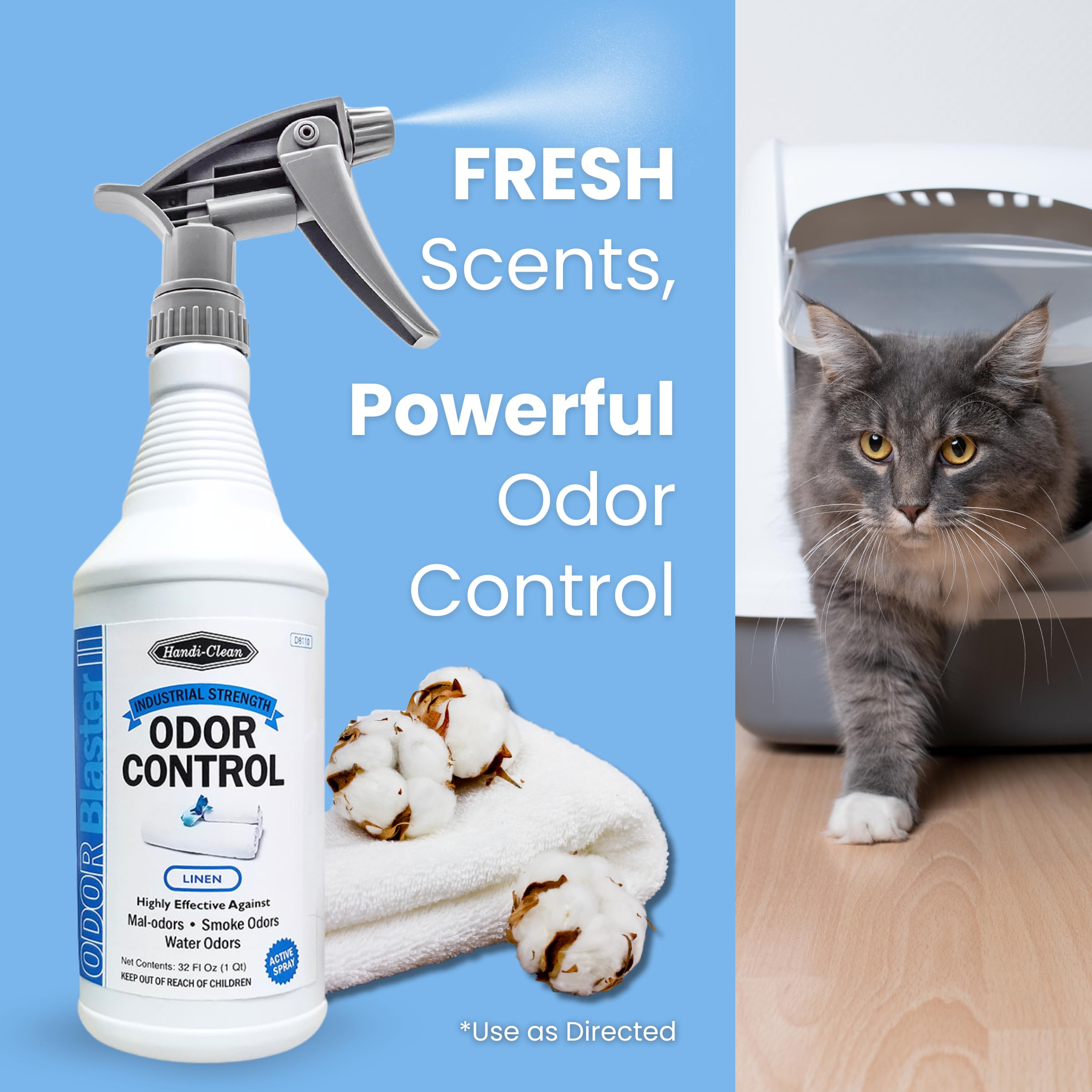 Industrial Strength Odor Control and Deodorizer, Water-Based Air Freshener Spray, Linen Scent, 32 Fl Oz, for Eliminating Smoke, Water, and Malodors in Homes, Offices, and Vehicles