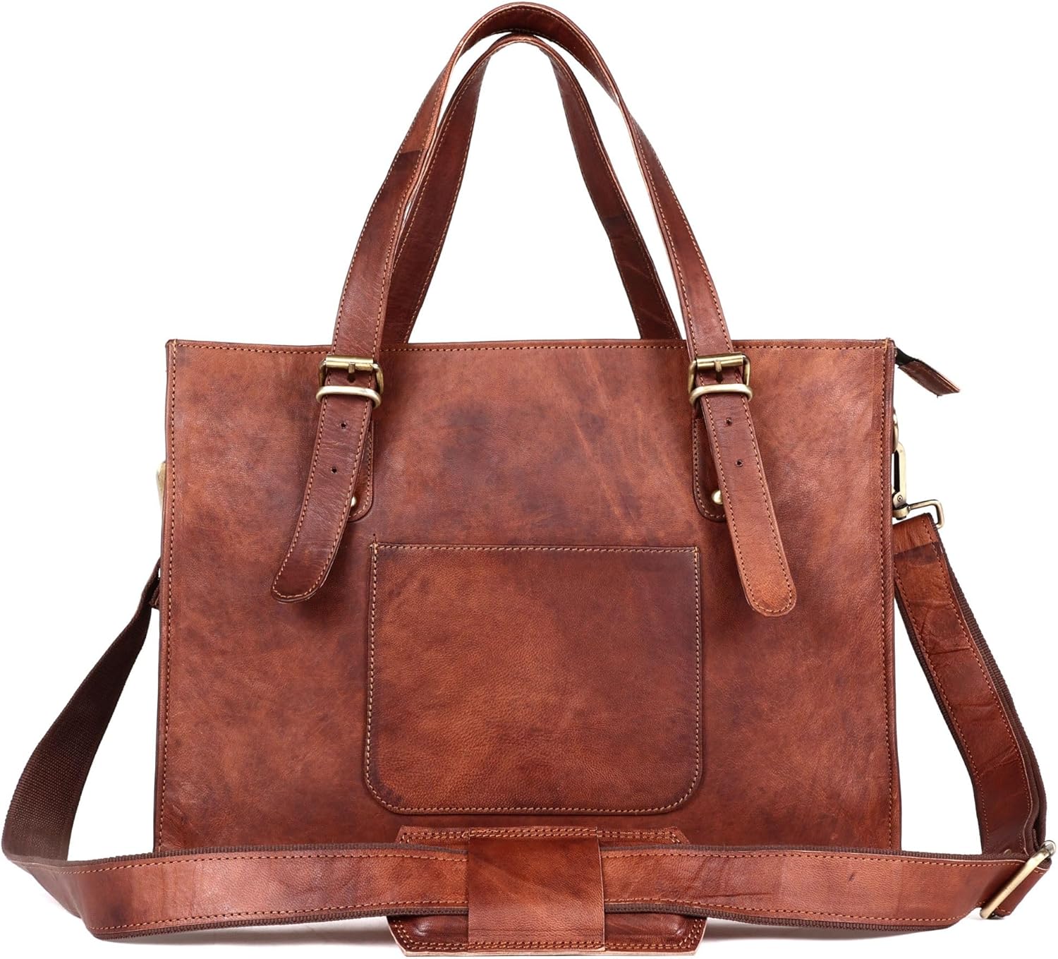Genuine Leather Laptop Bag for Women Large Brown Tote Bag