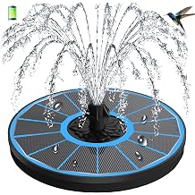 3.5W Solar Fountain with Battery - Work On Cloudy Days - Upgrade Glass Panel Solar Bird Bath Fountain, Hummingbird Water Feature Pump with 7 Nozzles, 4 Fixed Pipes for Garden, Pool, Pond