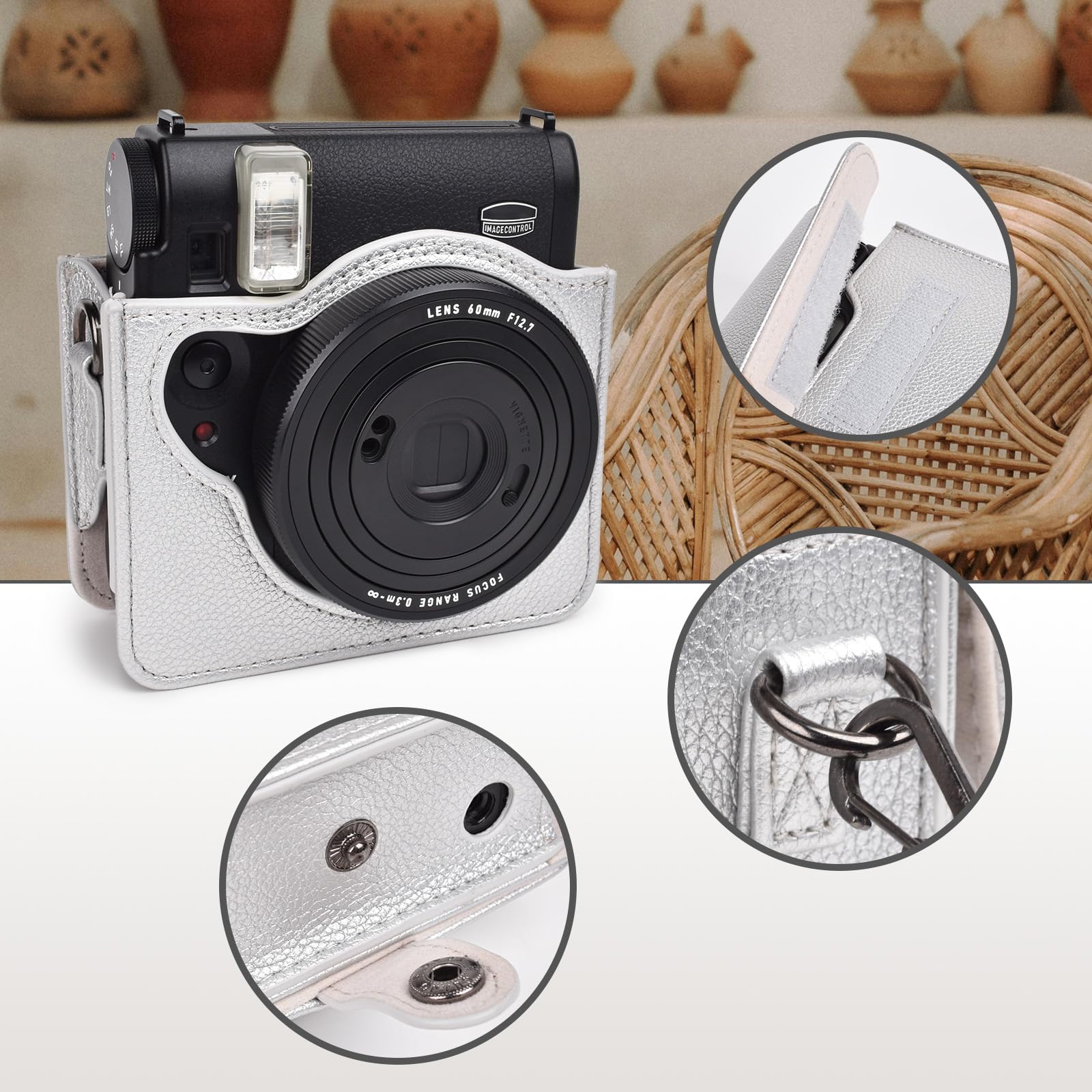 VOVMOEYA Protective Case Compatible with Fujifilm Mini 99, PU Leather Mini 99 Camera Case for Fuji Mini 99 Instant Camera - Fasten with Magic Tape Mini 99 Bag Cover-Strap Included - Image 2