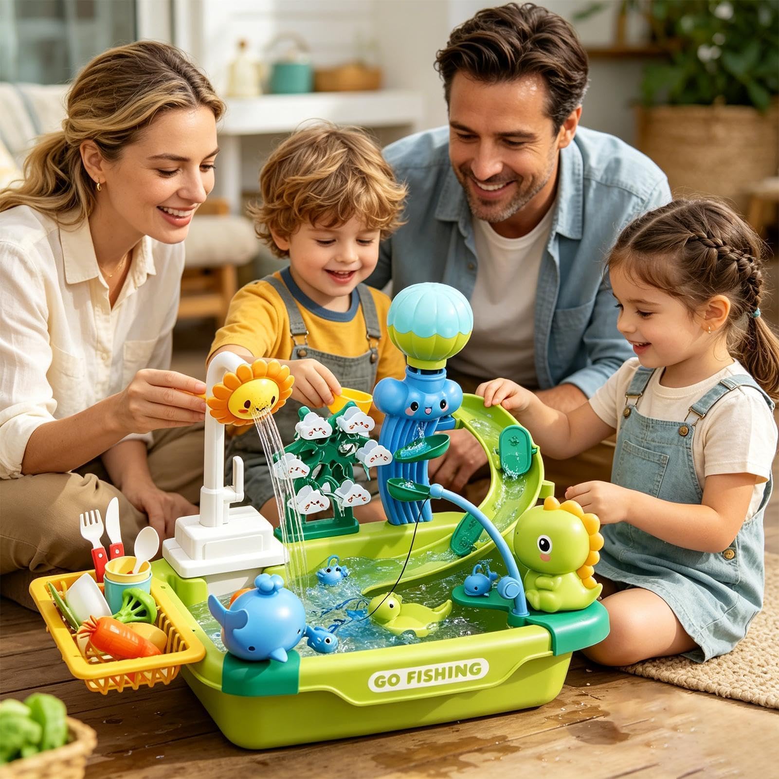 Lavello Giocattolo con Acqua Corrente Giocattoli Estivi per Cortile | Giocattoli da Cucina per Bambini e Bambine, Prescolari, Cortile, Spiaggia, Campeggio, Asilo, Casa, Bagno, Cameretta,