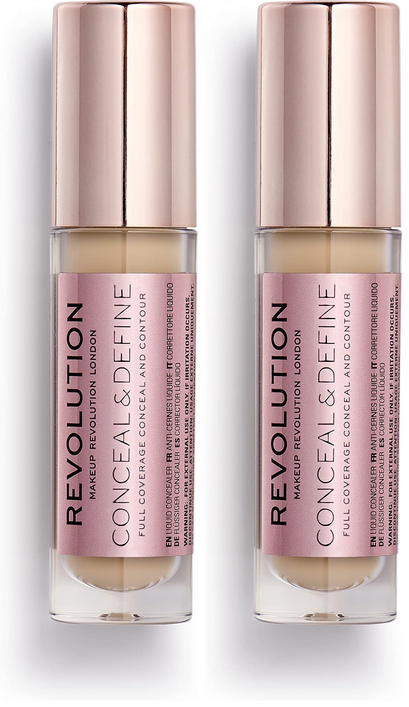 revolution, conceal & define concealer, full coverage & lightweight, long-lasting matte finish, vegan & cruelty free, c7 medium or tan skin tones, 0.14 oz (pack of 2)