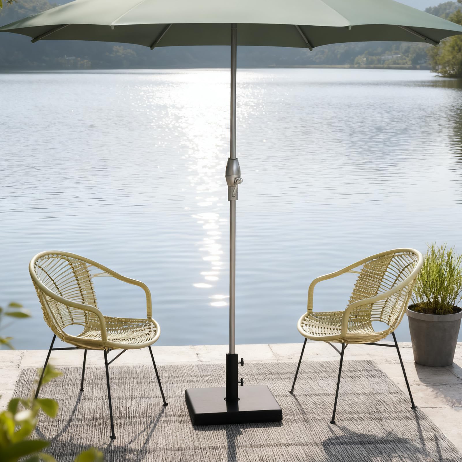 C-Hopetree 20 kg Heavy Duty Patio Garden Parasol Base Stand for Outdoor Market Table Umbrella Square, Black - Image 7