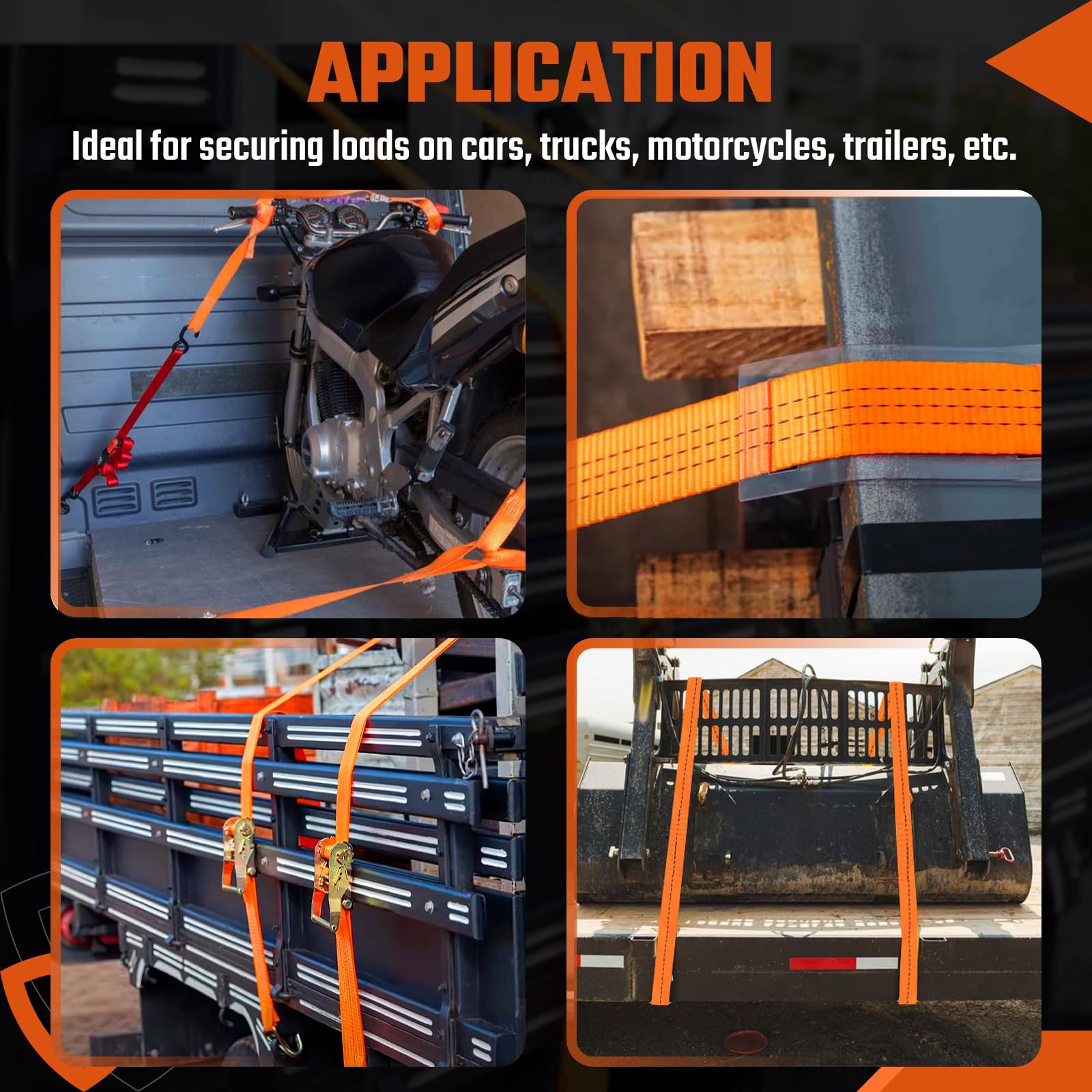 GEARCELL Tie Down Ratchet Straps Heavy Duty, 6M Long, 35mm Wide, Endless Cam Buckle Ratchet Straps 2000kg Load Capacity - Image 3