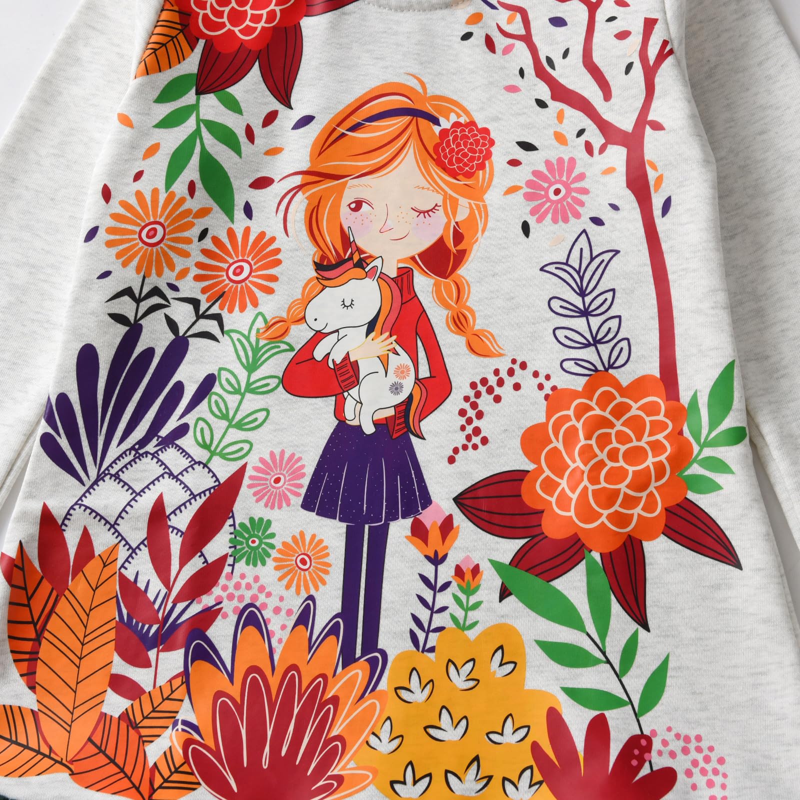 VIKITA Niñas Vestidos Algodón Animal Bordado Manga Larga Vestido para Niños — view 4
