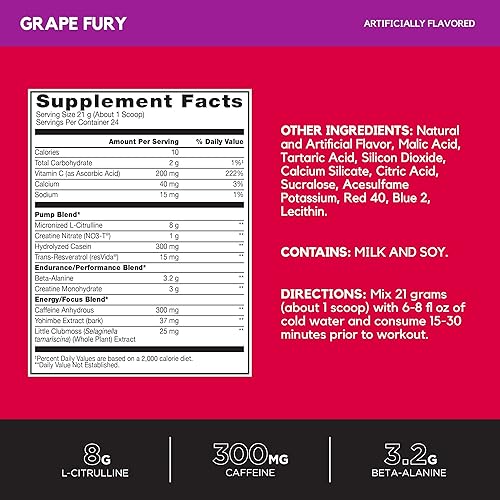 Vista 9 de BSN N.O.-XPLODE Vaso - Polvo para preentrenamiento con 0.31 onzas de L-citrulina y 0.11 oz de beta-alanina y energía, sabor: Watermelon Smash, 24