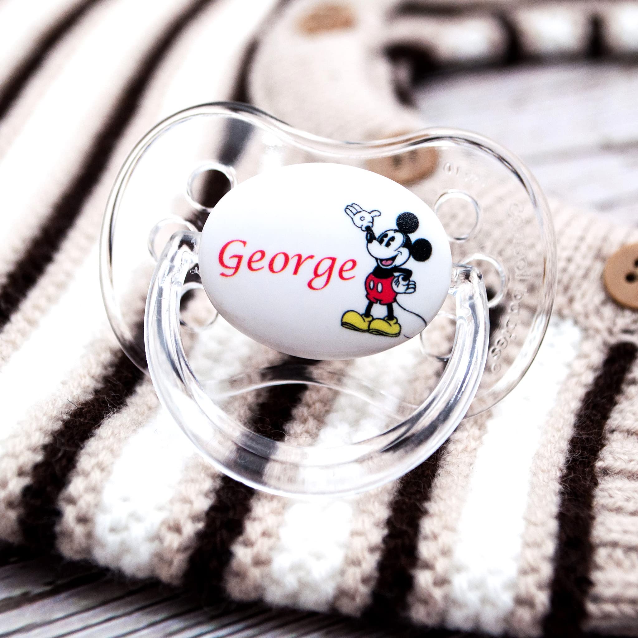 *2-Pack* FUNKY DUMMY Personalised Dummy Pacifier Soother, All TEATS Sizes & Colours, Mouse
