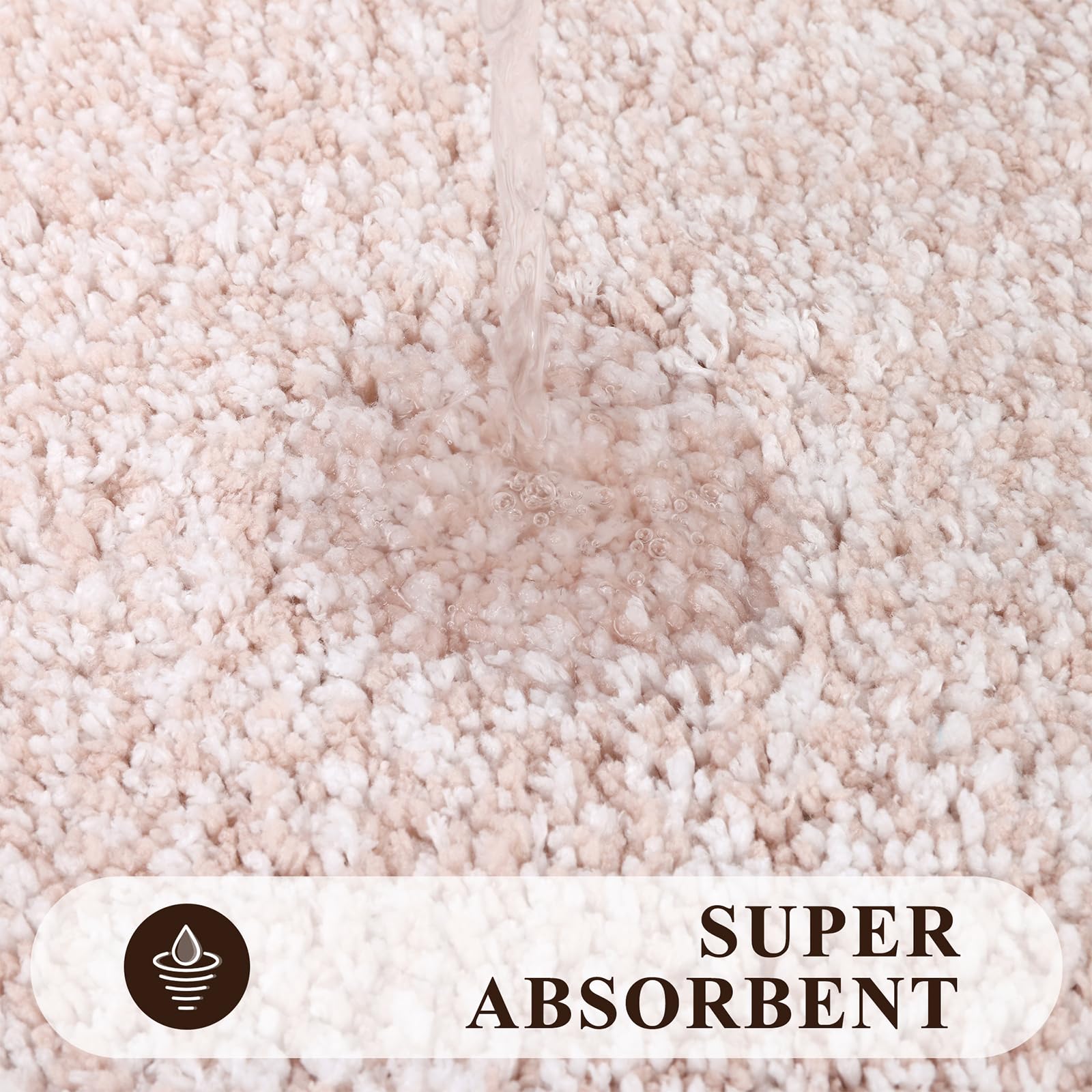 Pauwer - Juego de 3 alfombras de baño antideslizantes, absorbentes y peludas, incluye contorno de váter en forma de U, para baño, dormitorio, sala de estar, rosa polvoriento