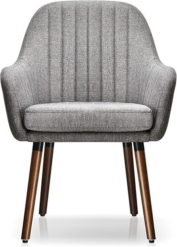 Miniatura 18 de Giantex - Butacas tapizadas con patas de madera de caucho, asiento de esponja gruesa, almohadillas antideslizantes, tela de lino, cómodas sillas de