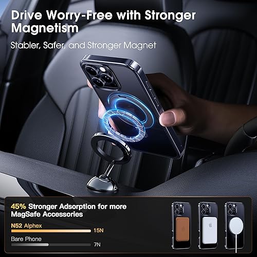 Miniatura 3 de Alphex Funda de titanio con soporte para iPhone 16 Pro, titanio negro pulido, protección contra caídas de grado militar, soporte magnético, funda