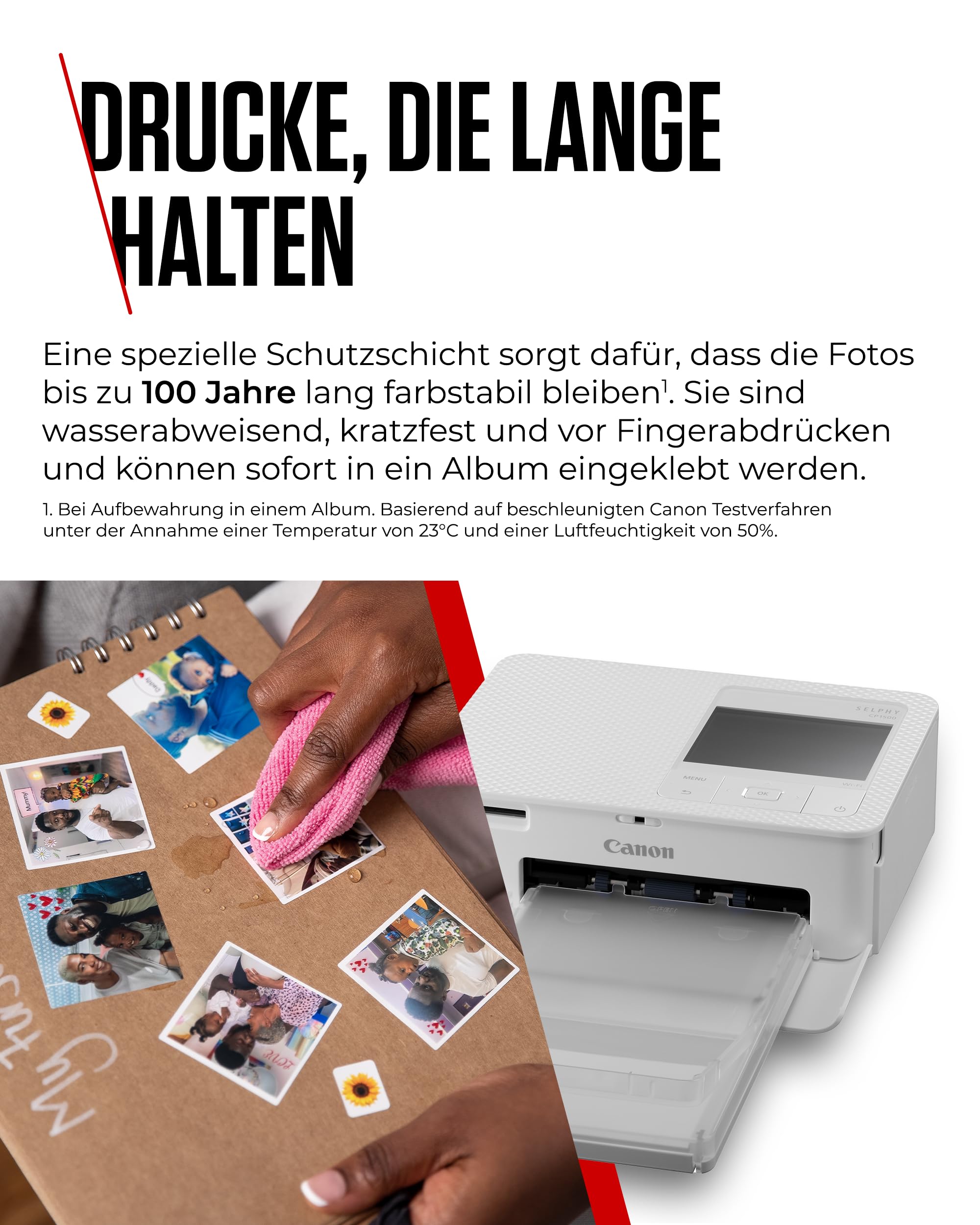 Canon SELPHY CP1500 Mini Fotodrucker mobil tragbar WLAN Thermosublimation weiß