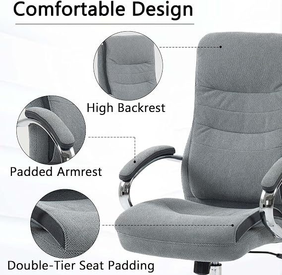 Big and Tall Office Chair 300 + lb Capacity, High Back Office Chair with Wheels/Arms/Lumbar Support, Adjustable Height Managerial Chairs & Executive Chairs
