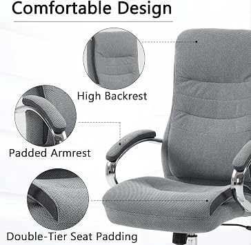 Big and Tall Office Chair 300 + lb Capacity, High Back Office Chair with Wheels/Arms/Lumbar Support, Adjustable Height Managerial Chairs & Executive Chairs