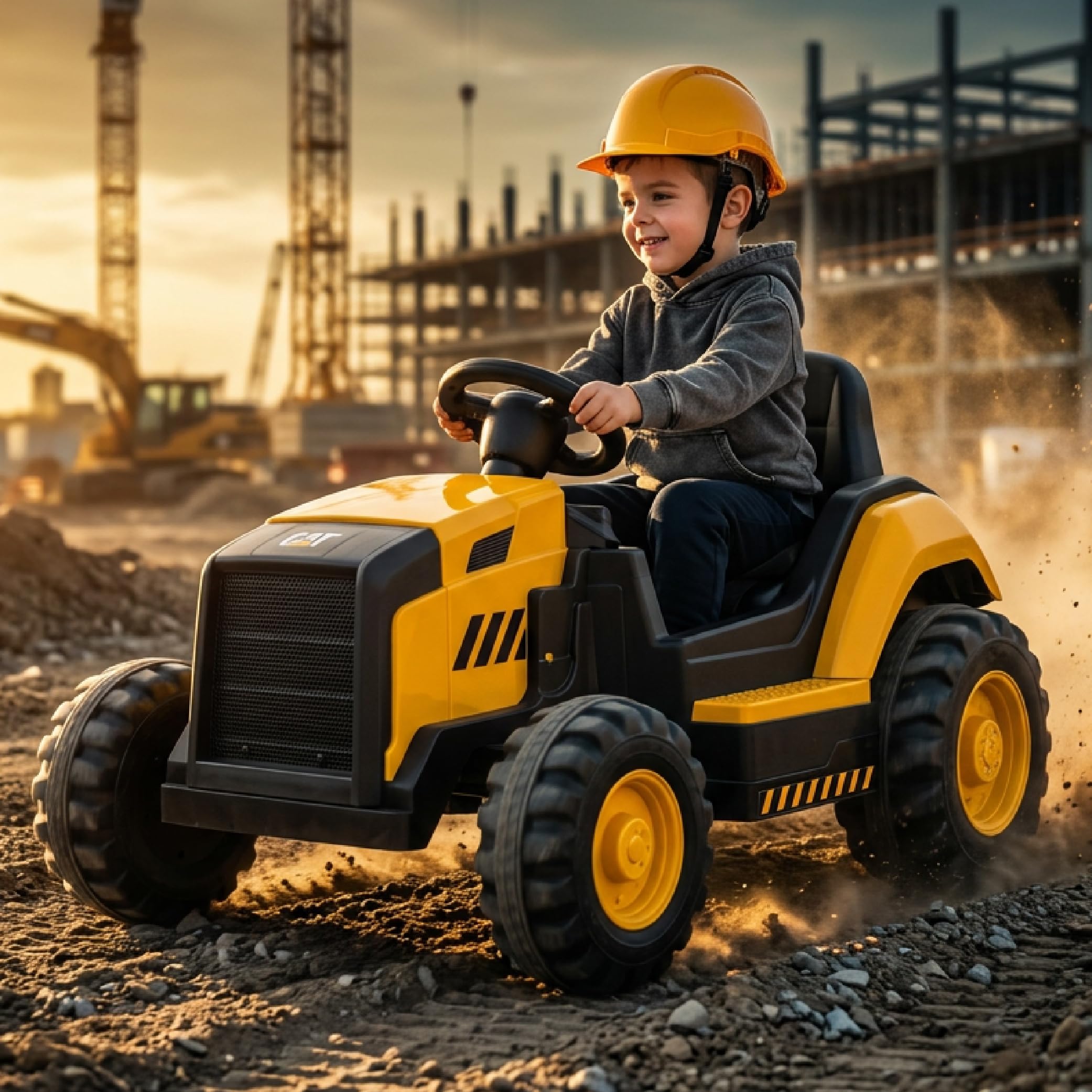 SUN BABY CAT – Elektryczny Traktor Dziecięcy, Jeździk samochód na akumulator 12V z Pilotem, MP3 USB, Pasy Bezpieczeństwa, Duże Koła, Pojazd na Akumulator dla Dzieci 3–6 Lat