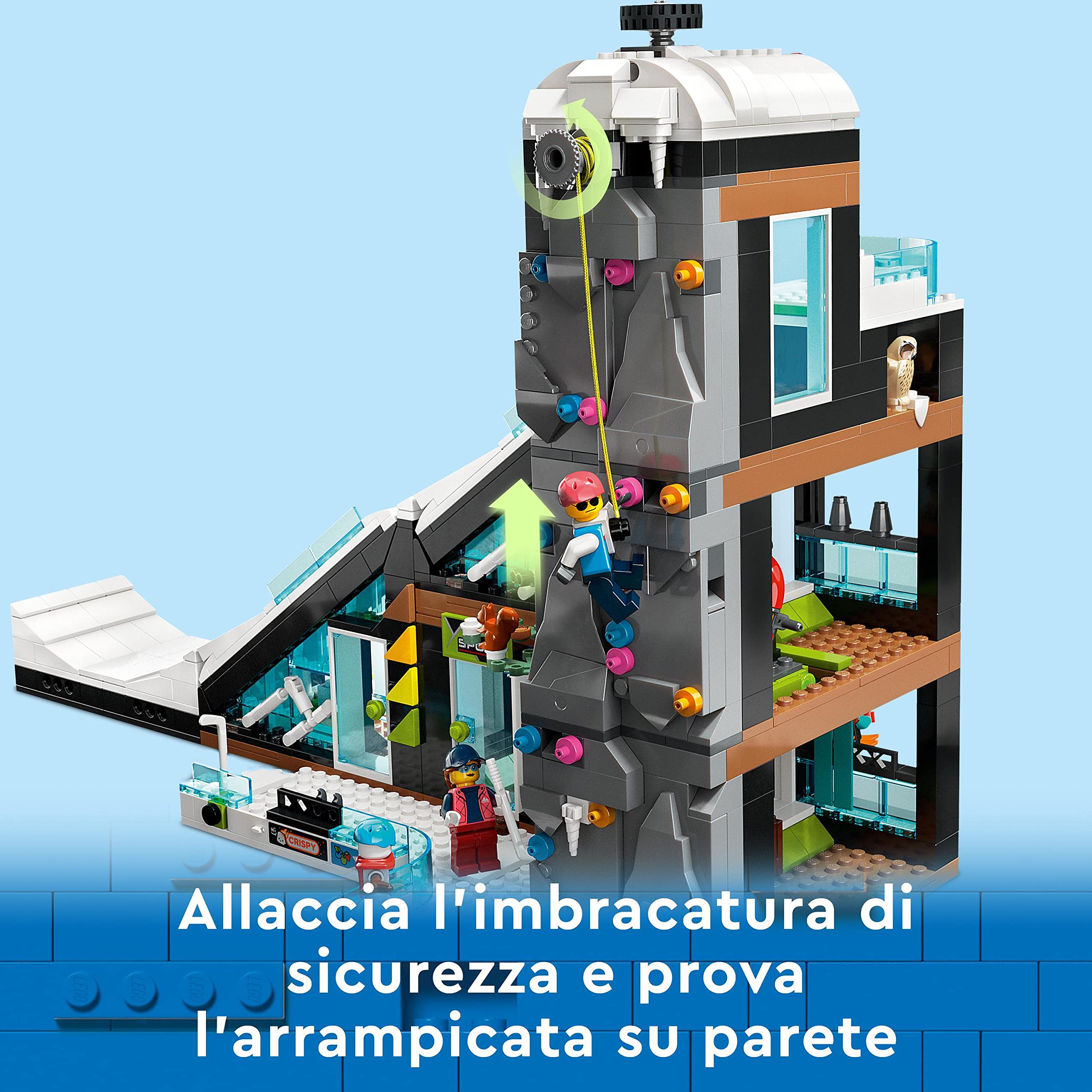 LEGO City Centro Sci e Arrampicata, Set Modulare da Costruire a 3 Livelli con Pista, Negozio Sport Invernali, Bar, Ascensore e 8 Minifigure, Giochi per Bambini e Bambine da 7 Anni, Idea Regalo 60366