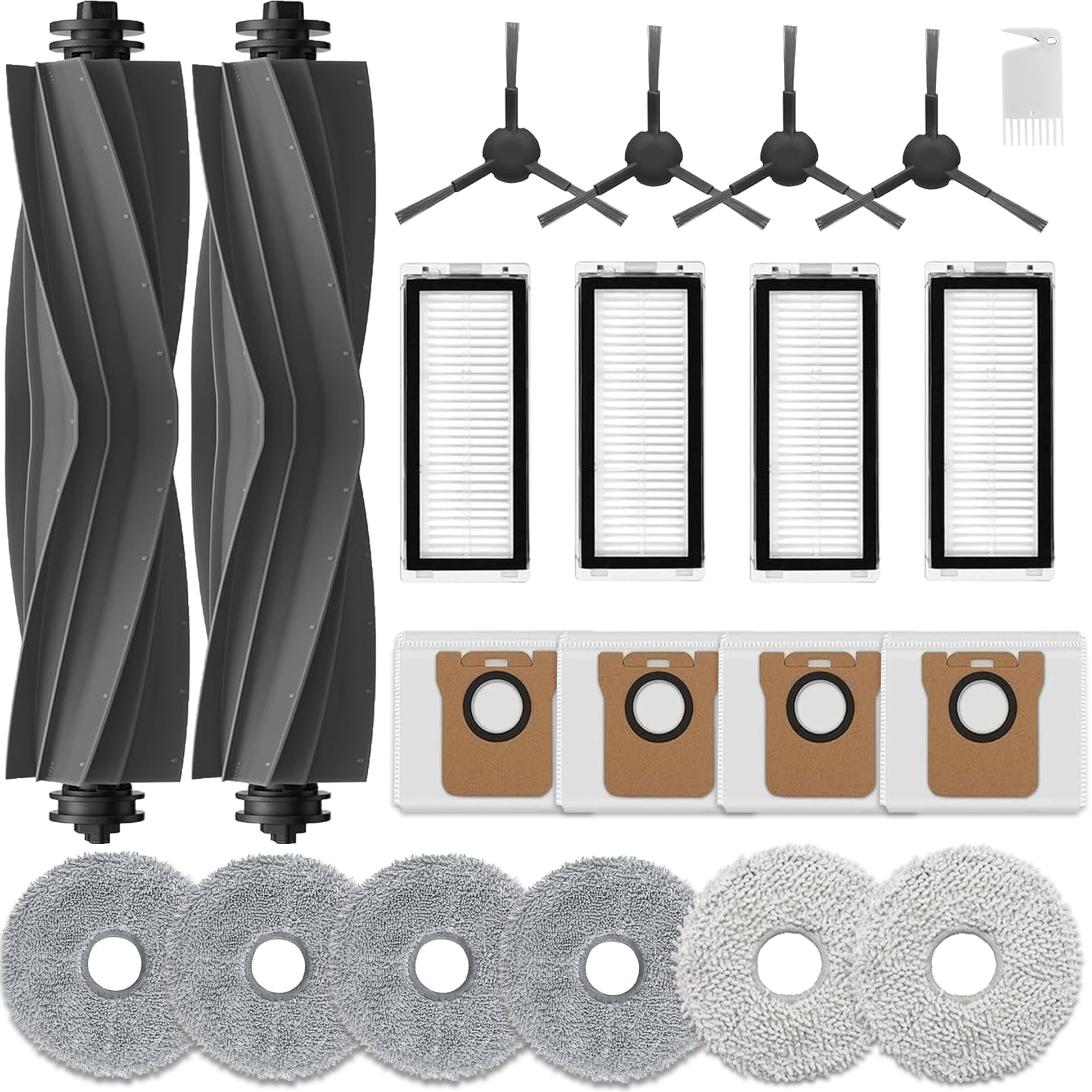 Accessori per Dreame L20 Ultra, L20 Ultra Complete, 2 Spazzola Principale, 6 Panni Mop, 4 Filtro Hepa, 4 Spazzola Laterale, 4 Sacchetti Robot Aspirapolvere Ricambi
