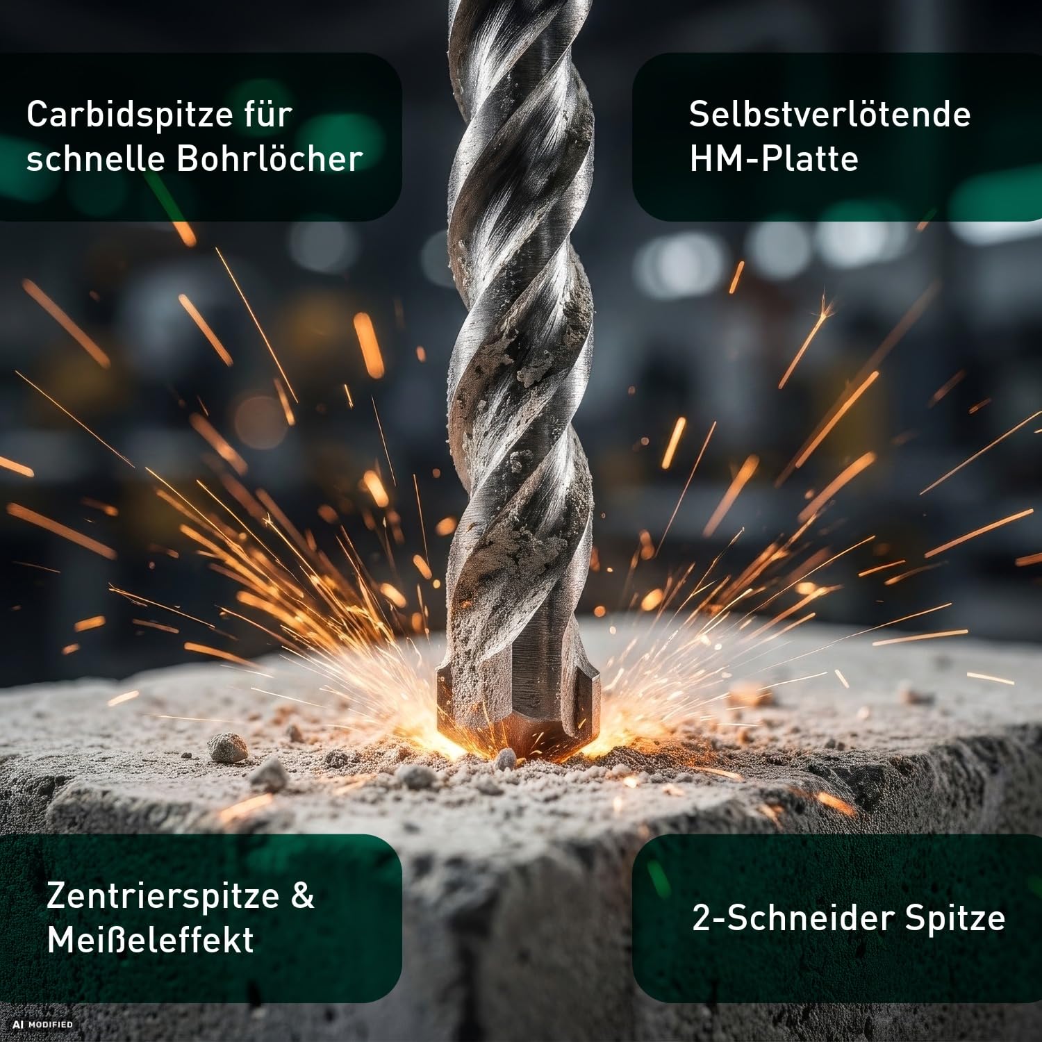 Twistdrill SDS-Plus Wiertło udarowe PRO zestaw 7-częściowy z 2 ostrzami 110-160 mm – wiertło do betonu do muru, cegły i kamienia wapienno-piaskowego – szybkie wiertło do kamienia z końcówką z twardego
