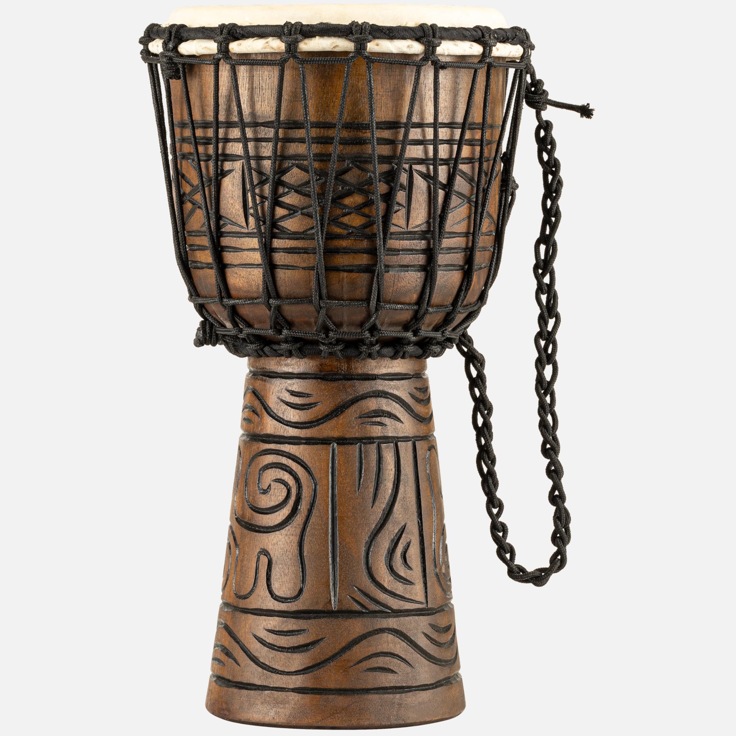 Meinl Percussion Artifact Series Djembe, Braun (HDJ17-S) | Handgeschnitzter Korpus, Höhe 15,75 Zoll, Durchmesser 8 Zoll, mit Nylonseilen, Ziegenfell, Mahagoni