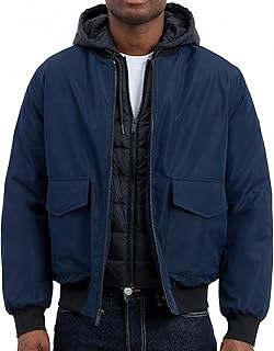 mens Puffer Bomber Jacket for Men With Insulating Vest-style Bib, Extra Warm Bomber for Cold Weather