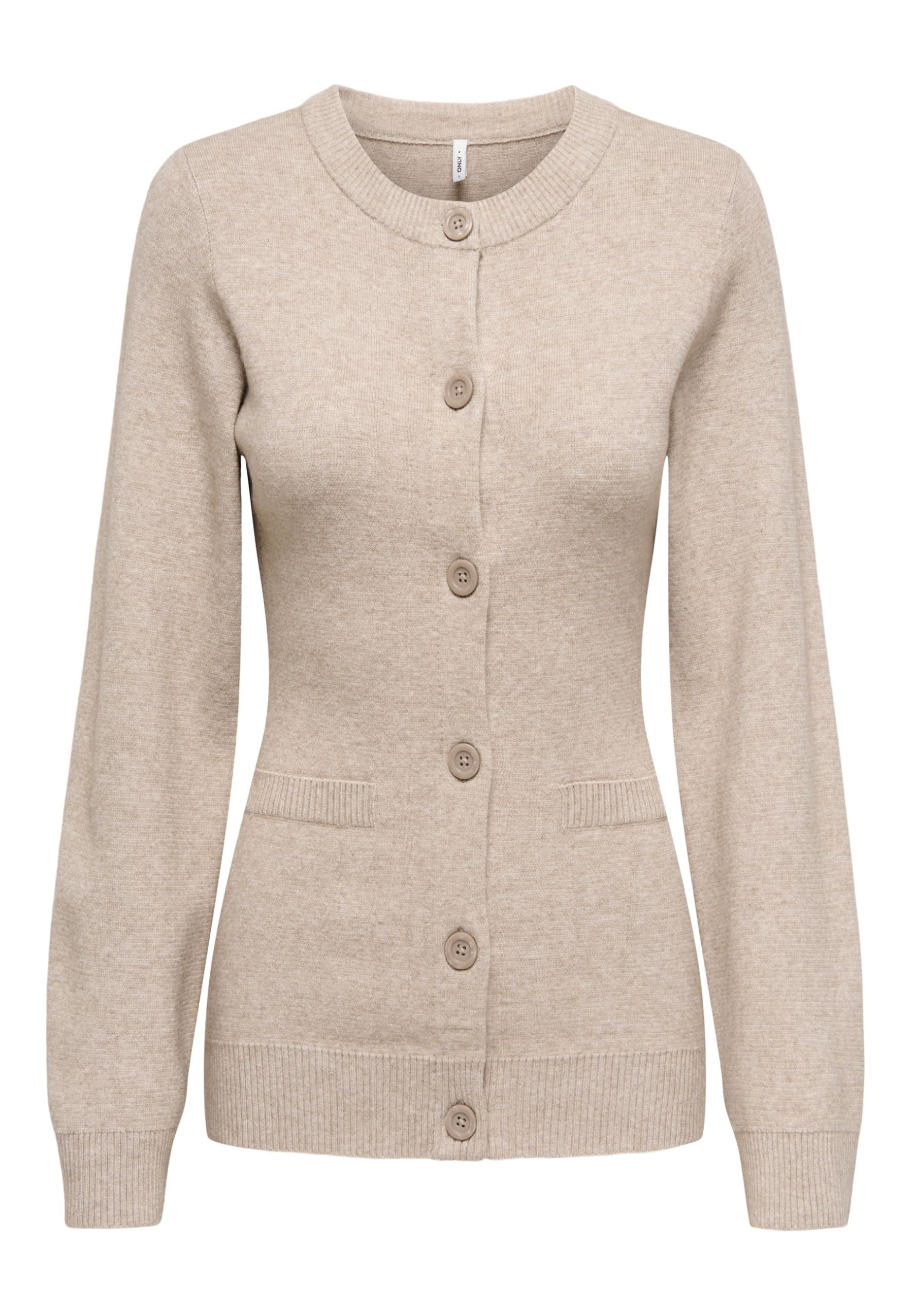 ONLY Onlkatia LS Fitted Oneck Cardigan CC Knt, Mocha Meringue, M Donna