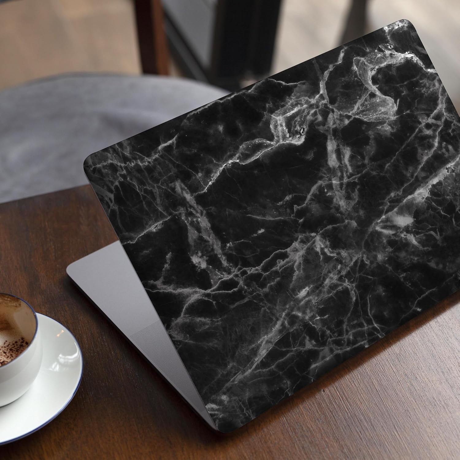 DesignSkinz - Compatible with MacBook Pro 14" M1/M2 (A2442/A2779) - Skin Decal Protective Scratch Resistant Vinyl Wrap - Smooth Black Marble