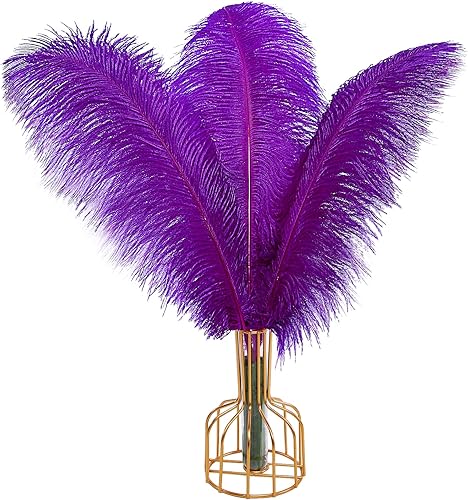 THARAHT Plumas de avestruz moradas, 12 unidades, grandes, naturales a granel de 12-14 pulgadas, 11.8 in-13.8 in, para centros de mesa de boda,