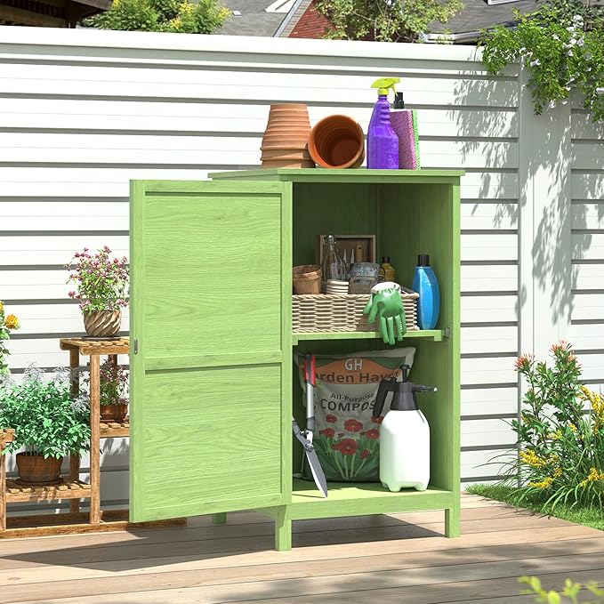 Aoxun Wooden Garden Tool Cabinet for Small Gardens