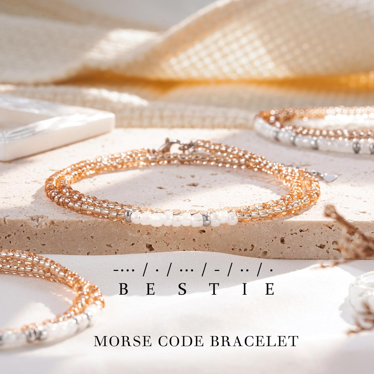 Morse Code Bracelets for Women, Inspirational Funny Bead Wrap Bracelets Gifts for Best Friends Sister Her Women Female - Image 3