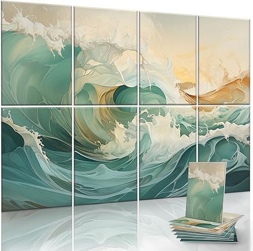 Miniatura 9 de Paquete de 8 Paneles de Pared Acústicos Artísticos de 48 x 32 pulgadas Paneles de Tratamiento Acústico - Paneles de Pared Decorativos Insonorizados