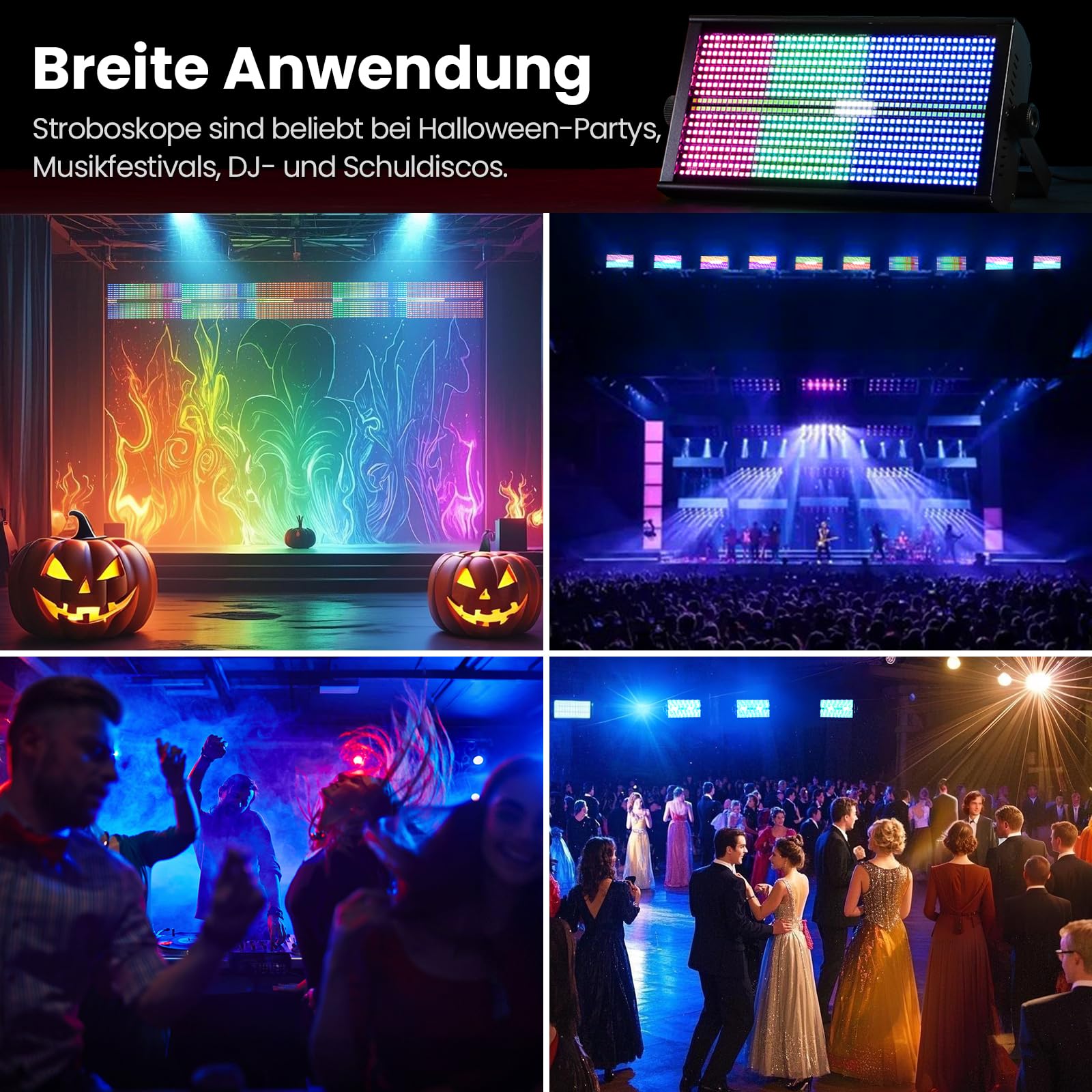 BETOPPER LF4808 260W Matrix-Stroboskoplicht, Wash-Strobe und Blinder Bühnenlicht-Effekt, LED Wallwasher, Uplights DMX DJ-Licht für Party, Hochzeit, Club, Bar, Show (2 Stück)