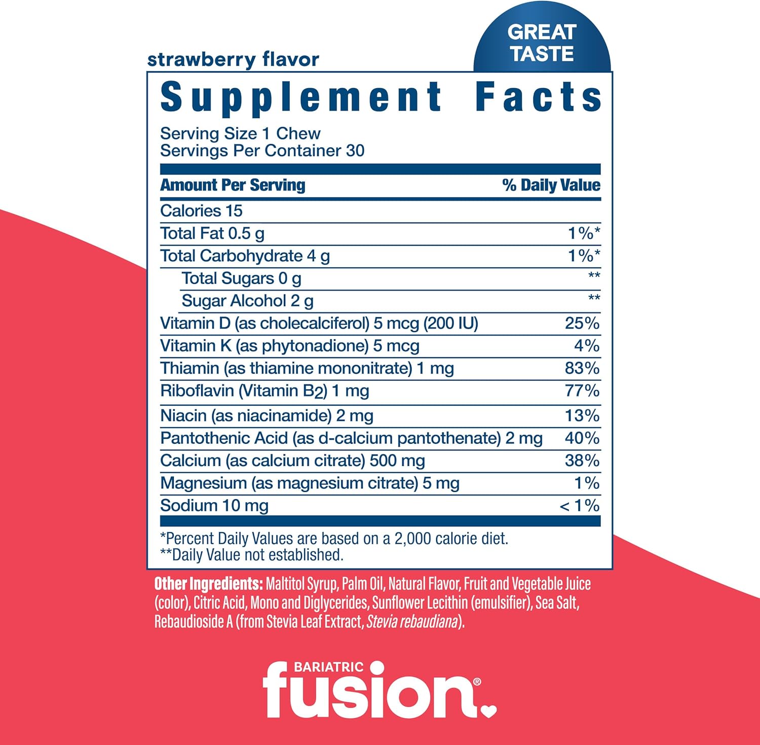 Bariatric Fusion Bariatric Calcium Supplement Chews | Calcium Citrate with Vitamin D3 Bariatric Vitamin | Sugar Free Chewable | 500mg | Variety Pack | 90 Count - Image 4