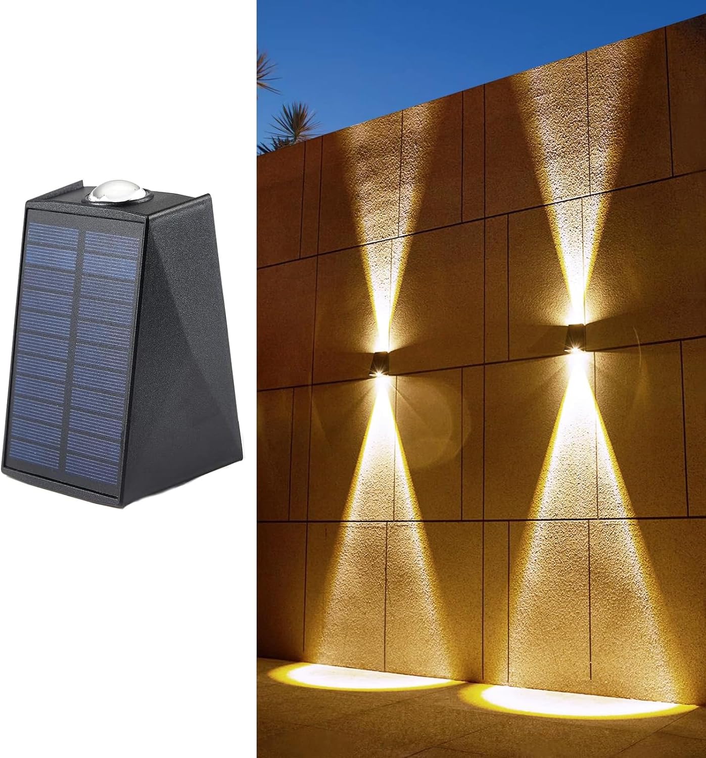 LUHLEE 1 Pack Solar Outdoor Wall Lights Up and Down, Solar Sconce Lights Outdoor,IP65 Waterproof Patio Wall Light Fixture, Solar Exterior Lights for House Garage Garden Yard Porch