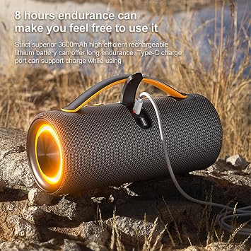 Portable Bluetooth Speaker,30W with Deep Bass,Ultra Loud Wireless Speaker, Dual Drivers,TWS Pairing,RGB Lights,TF Card/USB/AUX Playback,Type-C Charging,Compatible with iPhone,Android & Laptop