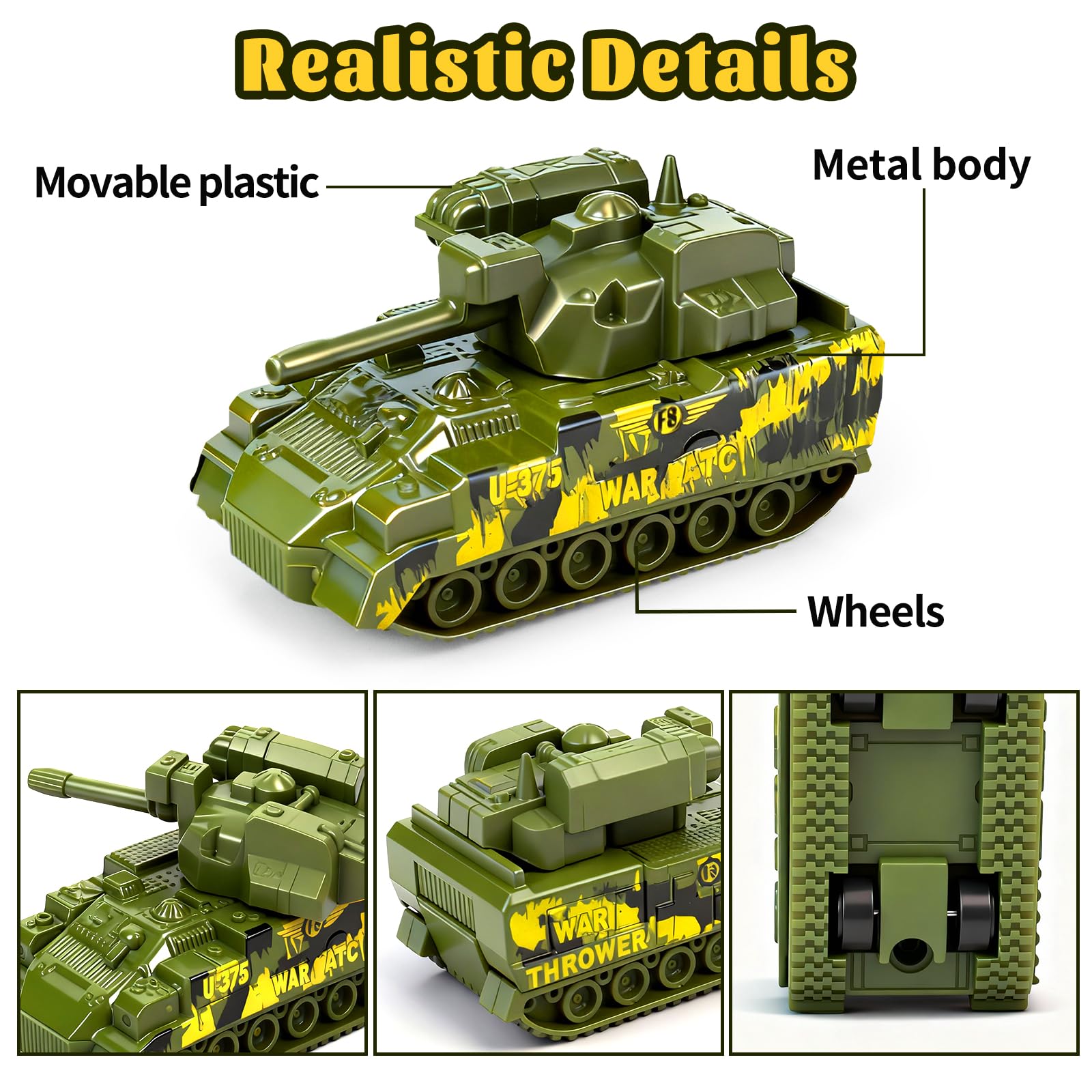 Amazon.com: 6 Pack Diecast Military Vehicles Truck Set, 1:64 Scale