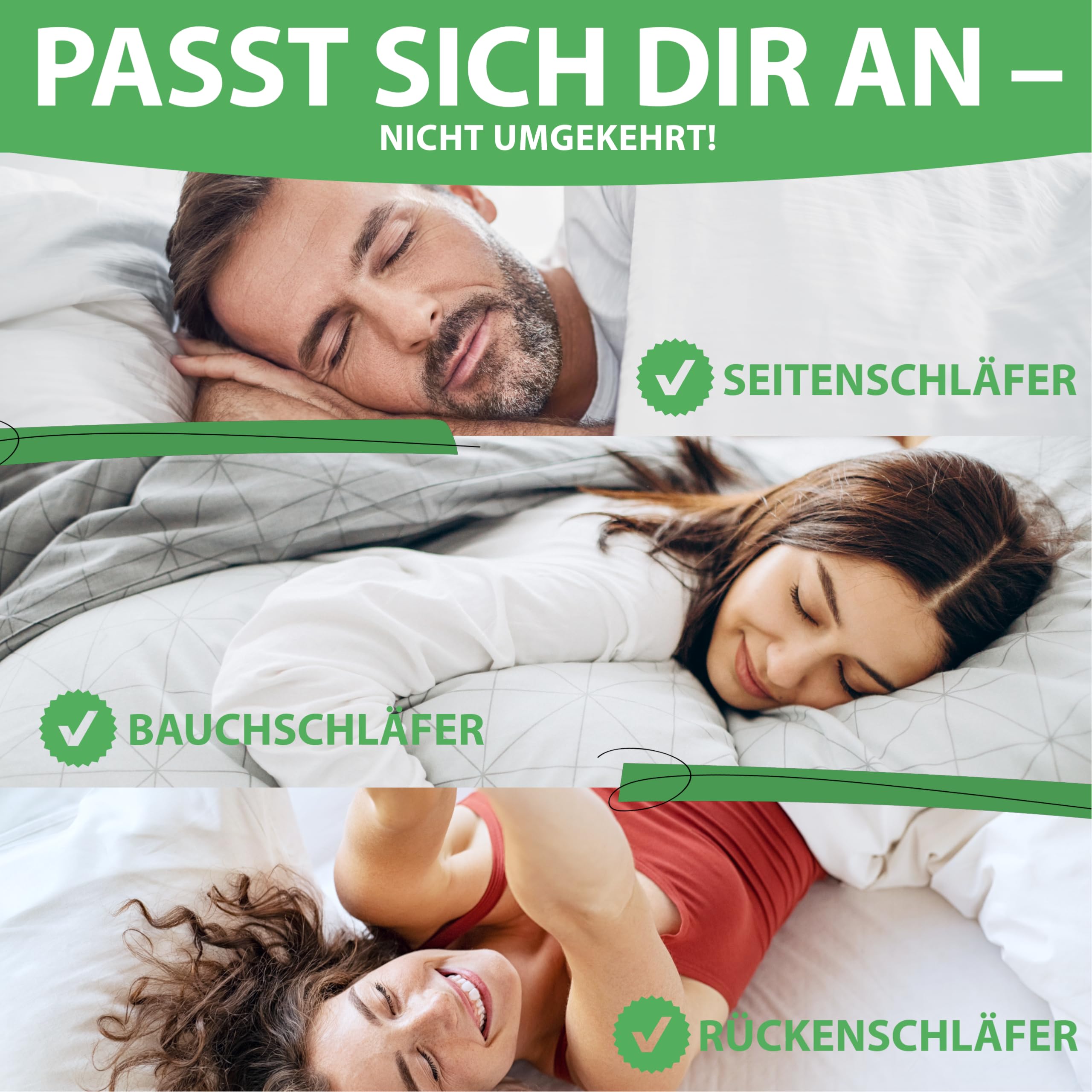 Welldora Premium Kopfkissen 80x80 höhenverstellbar | 100% Daunenfasern & Federn | Ergonomische Innovation: anpassbar fest bis weich | Kissen fachärztlich geprüft, Oeko-Tex Zertifiziert in Deutschland