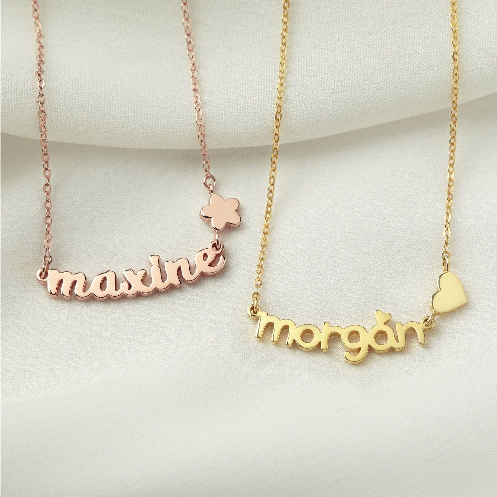 Collar con nombre para niños, preadolescente, joven niña joya bebé collar con nombre pequeño niñas para niños Día de la Madre Navidad cumpleaños aniversario