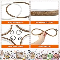 Vista 4 de PATIKIL Juego de 4 aros de bordado, marco de madera sintética, círculo, ovalado, rectangular, octogonal, punto de cruz, anillo de aro para bordar