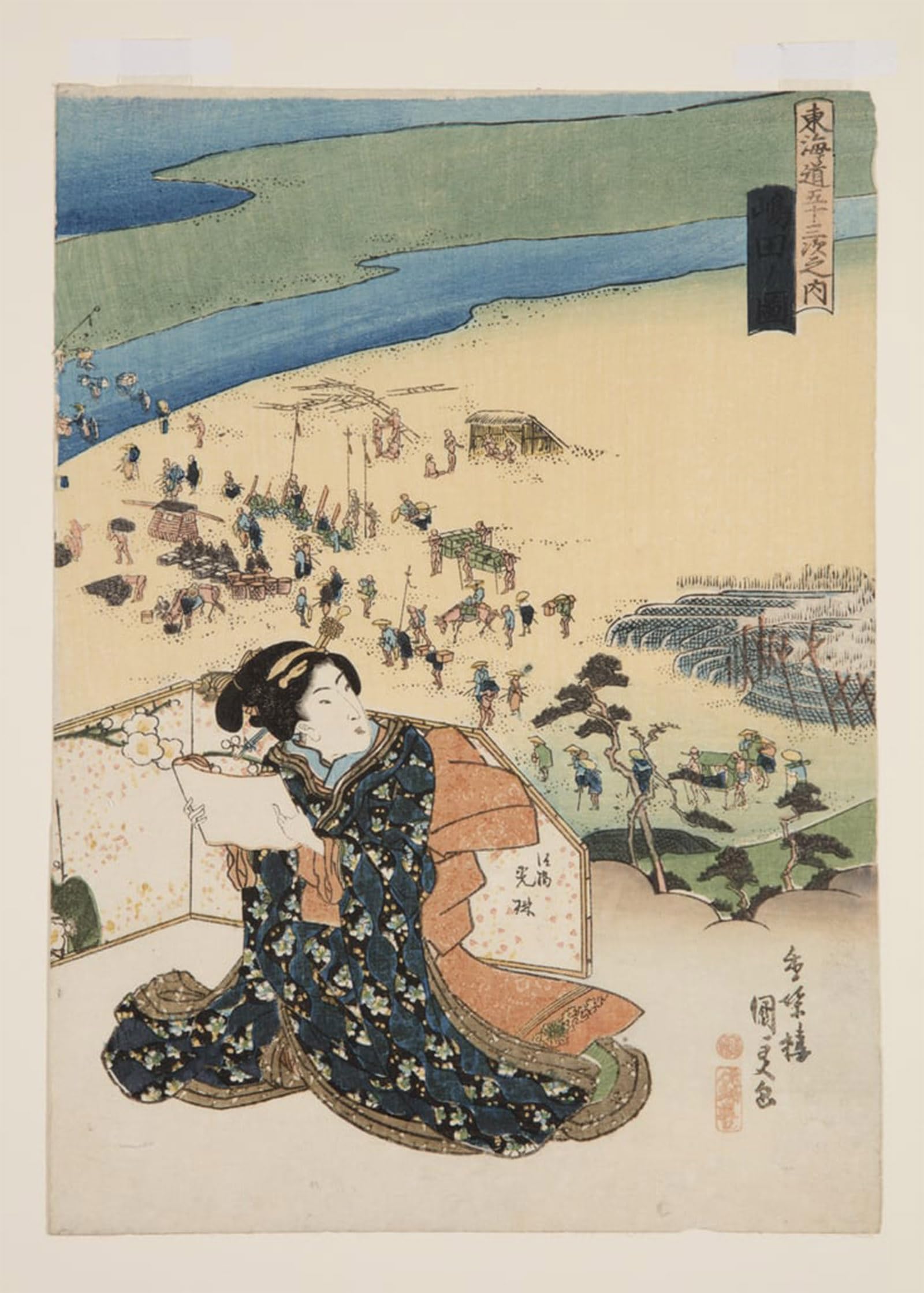 ARTXLXXBN Famous Art Print Poster Vintage Wall Art View of Shimada by Utagawa Kunisada Canvas Art Poster for Home Decor 60x90cm