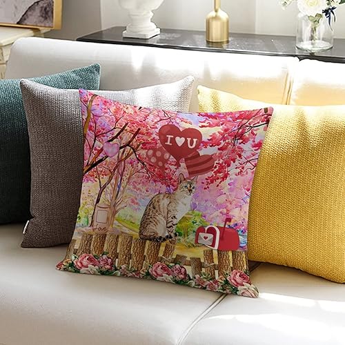 Miniatura 5 de Cojines Decorativos para Sala - Lindos gatos con amor corazón de corazón para valla, fundas de almohada decorativas para decoración del hogar, 18