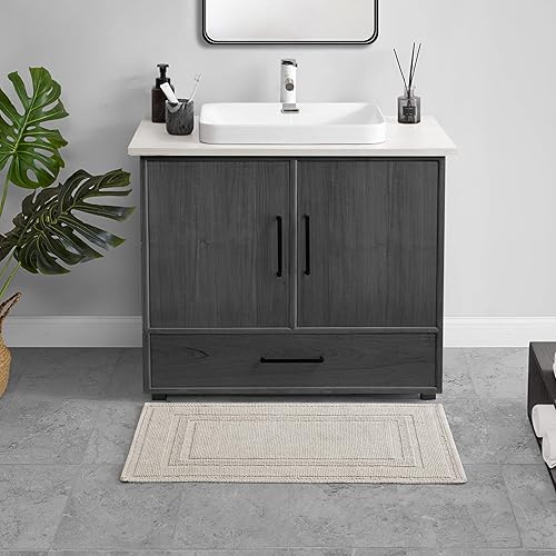 Miniatura 7 de Jean Pierre Alfombra de baño lavado a la piedra  Algodón  Decoración de baño premium  Lavable a máquina  Altamente absorbente  Mide 21 x 34 pulgadas