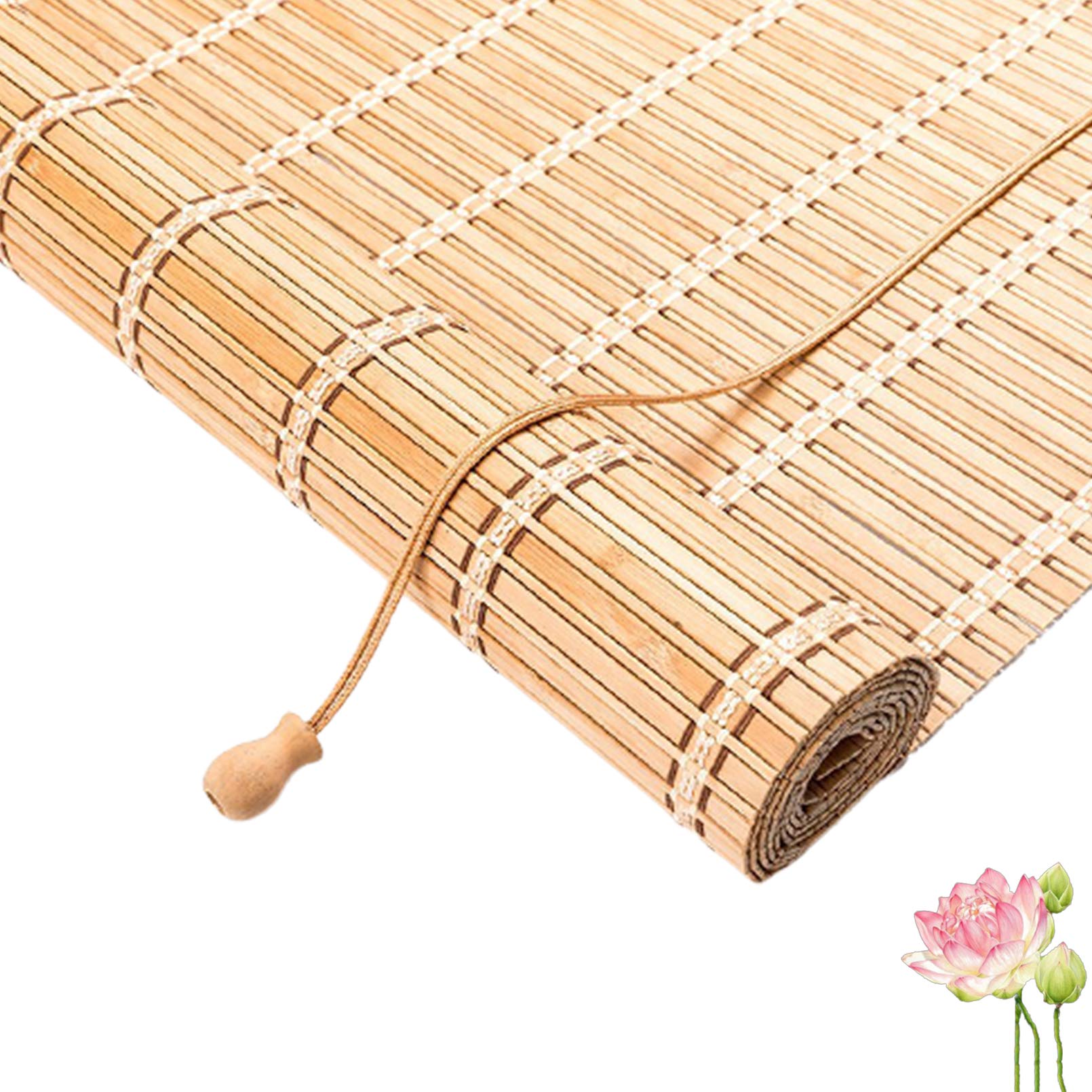 Stores à Enroulement en Bambou,Store en Bambou pour Usage à L'intérieur,Crème Solaire étanche Store Vénitien,Protection Solaire Intimité Écran,pour Fenêtres,Personnalisable (130x220cm/51x87in)