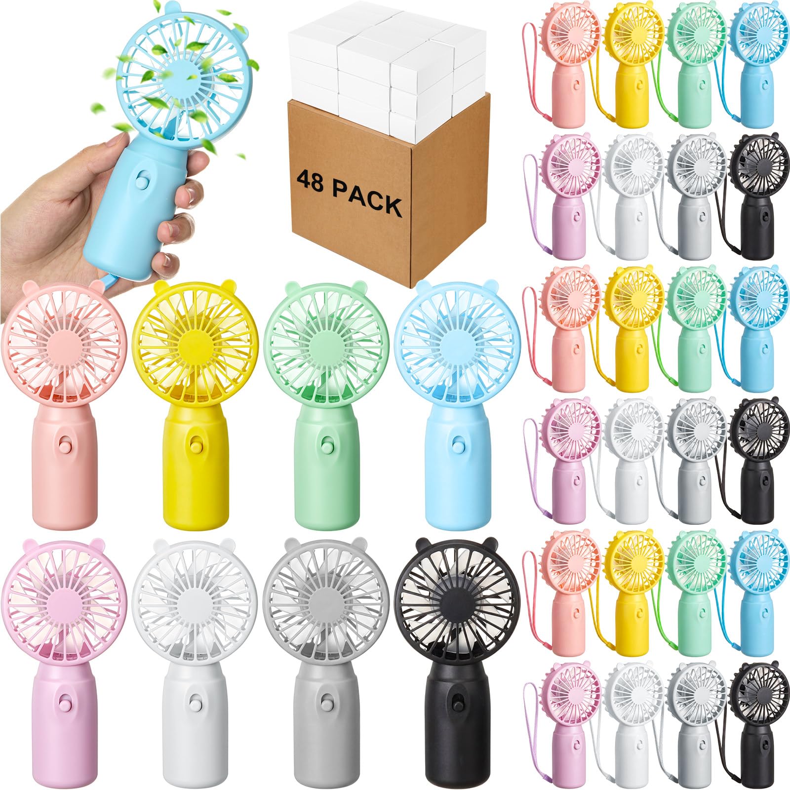 Photo 1 of ***BATTERIES NOT INCLUDED*** Woanger 48 Pcs Mini Portable Handheld Fans Bulk with Rope Small Battery Operated Personal Fans Cooling Gift for Summer Travel Beach Indoor Outdoor Makeup Eyelash Individually Boxed