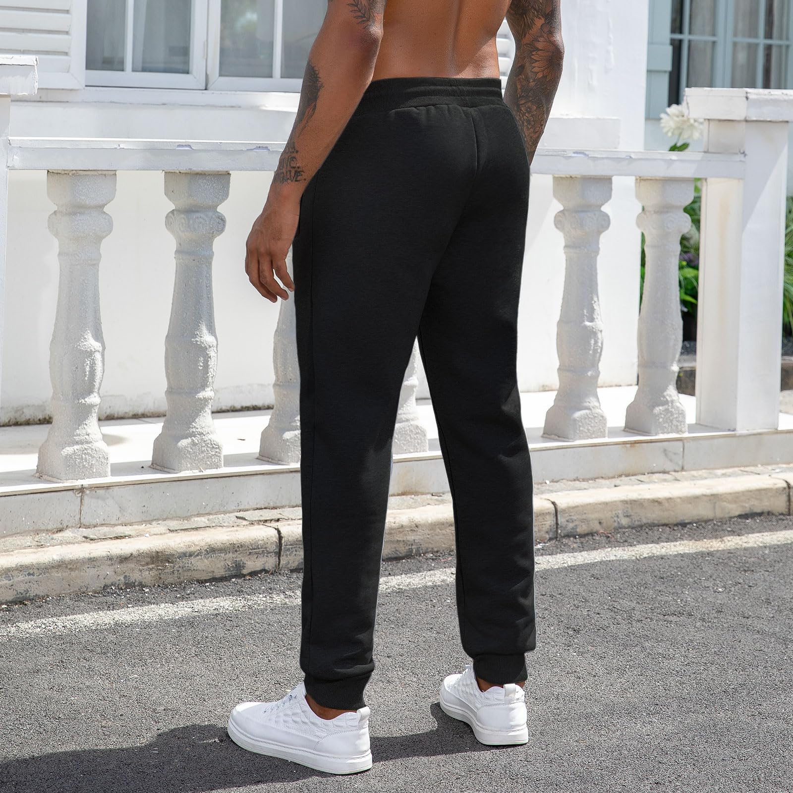 Vorvowry Pantaloni Tuta Uomo Invernali Caldo Felpati Pile Pantalone Termici Cotone Sportivi Joggers con Elastico in Vita Coulisse e Tasche