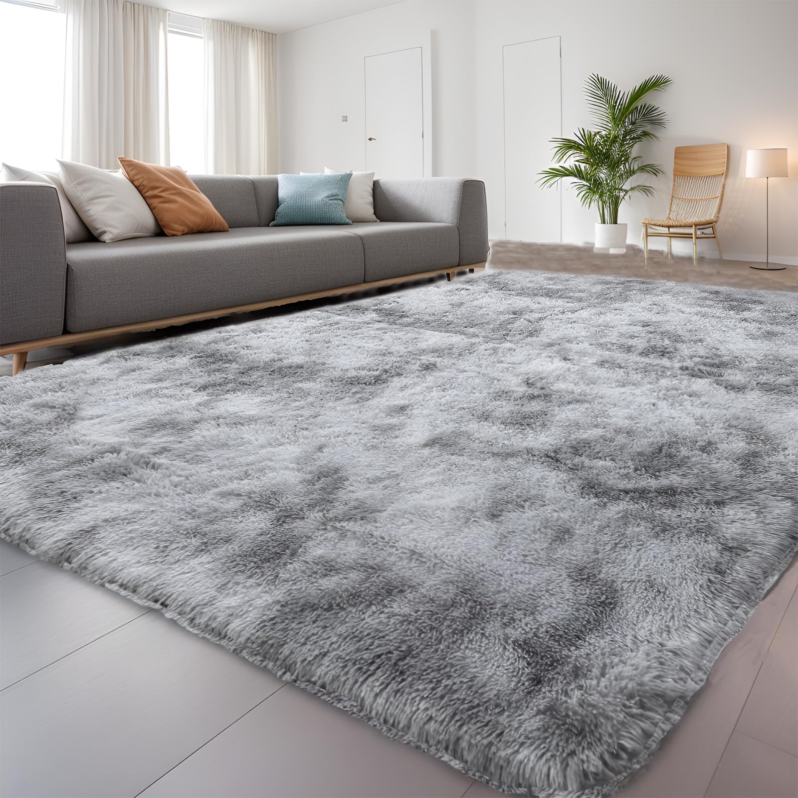 QUINZI Tappeto morbido a pelo lungo moderno tappeti Tappeto del soggiorno Tappeto della camera da letto Tappeto per la camera dei bambini Tappeto antiscivolo colore: grigio chiaro, 60 x 90 cm