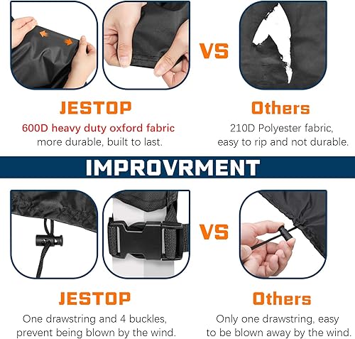 Miniatura 5 de JESTOP Fundas para muebles de patio, 600D, rectangular, para mesa al aire libre, impermeable, resistente al viento, tela Oxford, anti-UV, funda para