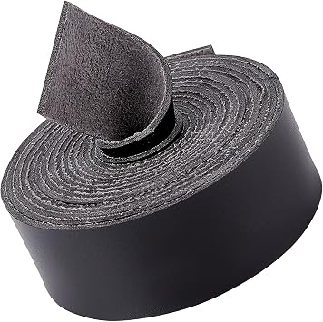 GORGECRAFT Leather Strap Strip 1 inch Wide 2M Long Leather Grain Black Belt Wrap Single Sided Flat Cord for DIY Crafts Projects Clothing Making Handles Pet Collars Traction Ropes Belt