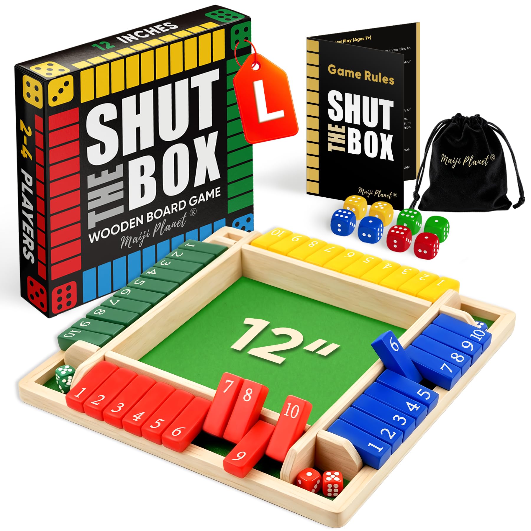 Photo 1 of Maiji Planet Shut The Box Wooden Math Dice Game 12in