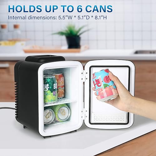 Miniatura 5 de Simple Deluxe Mini nevera refrigerador portátil de 4 l6 latas sin freón refrigerador pequeño que proporciona un almacenamiento compacto para el